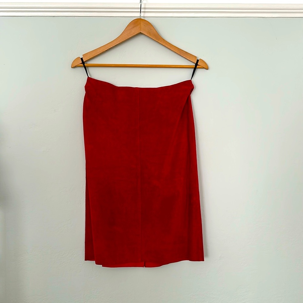 Red Suede BeBe skirt Size 6